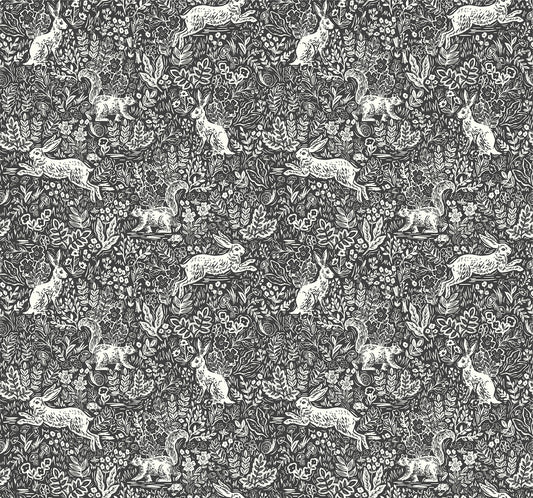 York Wallcoverings Rifle Paper Co. Fable Black and White Wallpaper  Animals Whites and Off-Whites   - RI5105