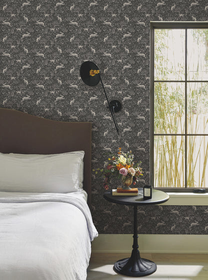 York Wallcoverings Rifle Paper Co. Fable Black and White Wallpaper  Animals Whites and Off-Whites   - RI5105