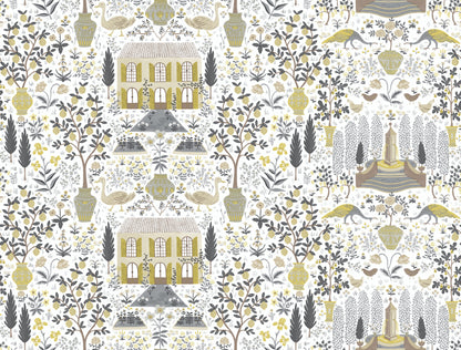 York Wallcoverings Rifle Paper Co. Camont Linen and Gold Wallpaper  Animals Neutrals   - RI5107