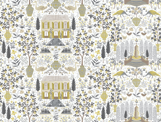 York Wallcoverings Rifle Paper Co. Camont Linen and Gold Wallpaper  Animals Neutrals   - RI5107