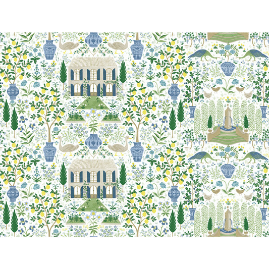 York Wallcoverings Rifle Paper Co. Camont Blue and Green Wallpaper  Animals Blues   - RI5109