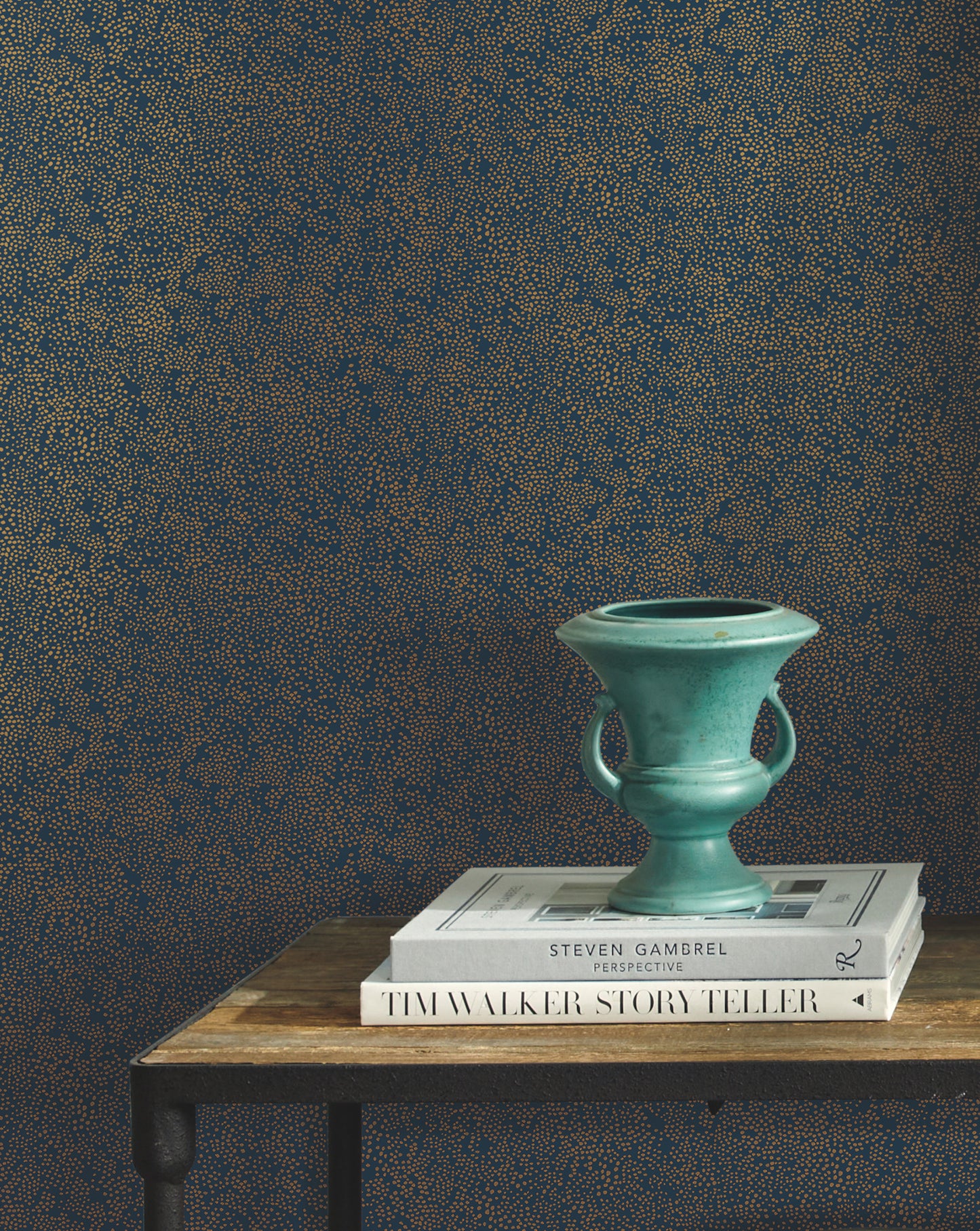 York Wallcoverings Rifle Paper Co. Champagne Dots Gold and Navy Wallpaper  Small Prints Neutrals   - RI5113