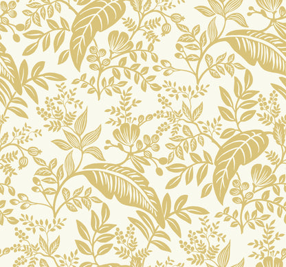 York Wallcoverings York Wallcoverings Rifle Paper Co. Canopy Gold & White Wallpaper Botanical Botanical Gold & White   - RI5138