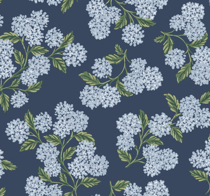 York Wallcoverings Rifle Paper Co. Hydrangea Navy Wallpaper  Botanical Blues   - RI5142