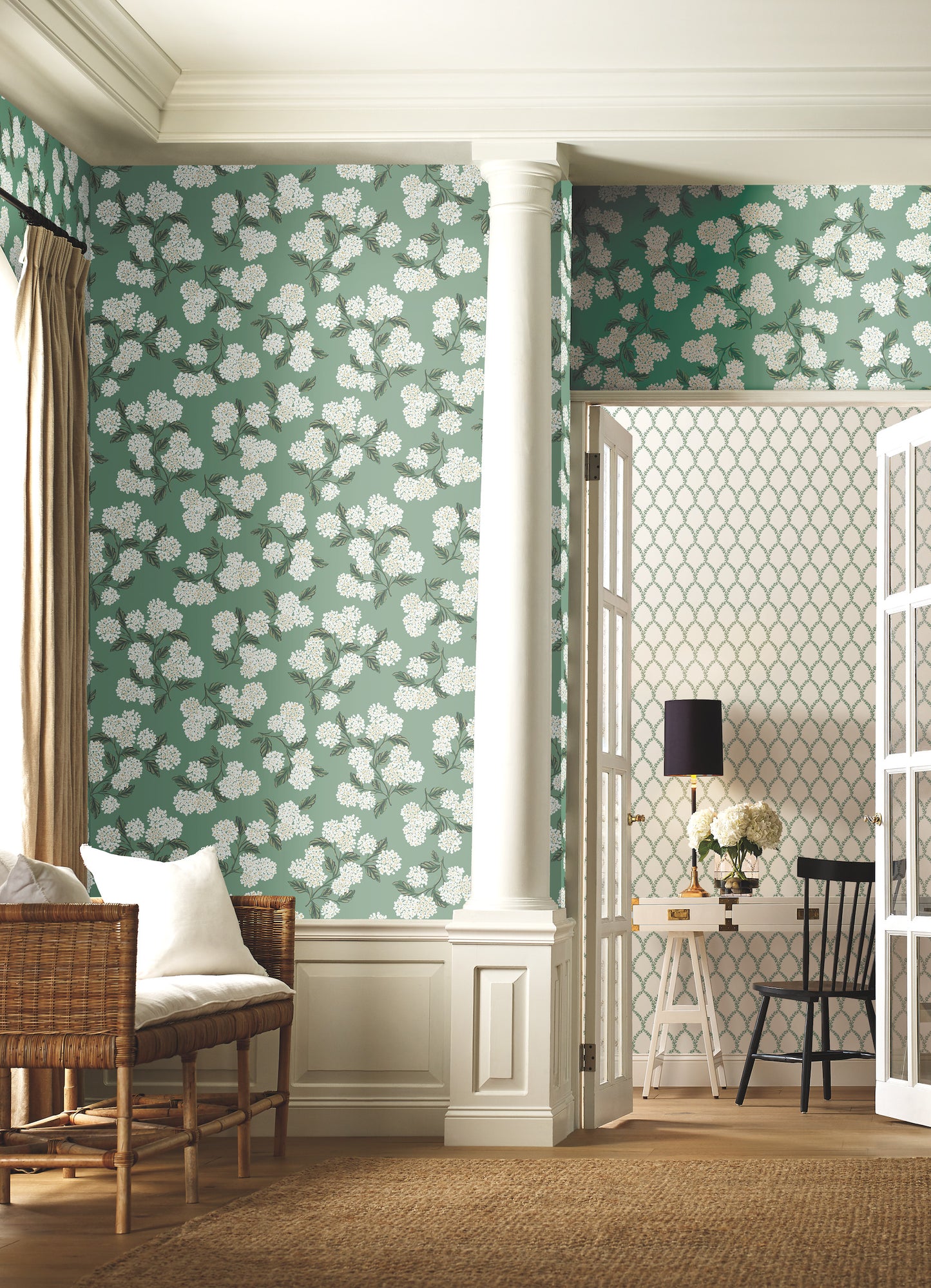 York Wallcoverings Rifle Paper Co. Hydrangea Jade Wallpaper  Botanical Greens   - RI5145