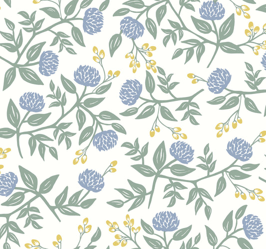 York Wallcoverings Rifle Paper Co. Peonies Periwinkle and Sage Wallpaper  Botanical Multicolor   - RI5148