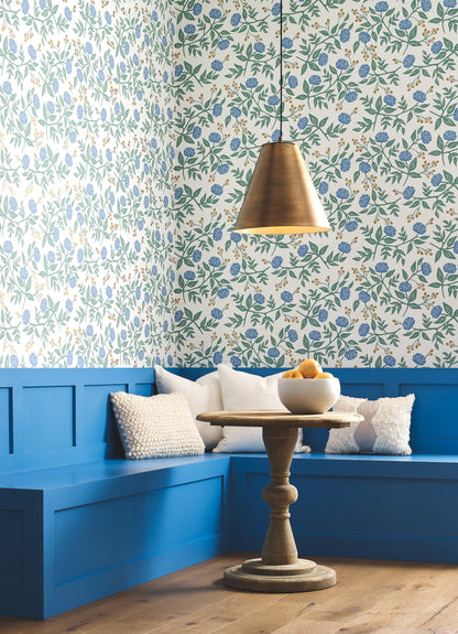 York Wallcoverings Rifle Paper Co. Peonies Periwinkle and Sage Wallpaper  Botanical Multicolor   - RI5148