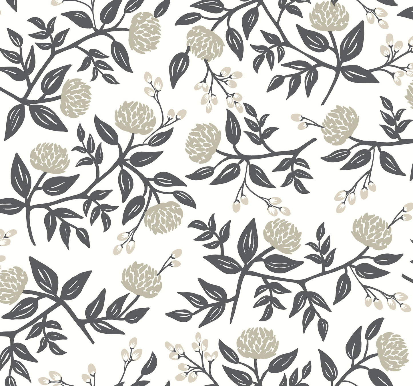 York Wallcoverings Rifle Paper Co. Peonies White and Black Wallpaper  Botanical Whites and Off-Whites   - RI5150