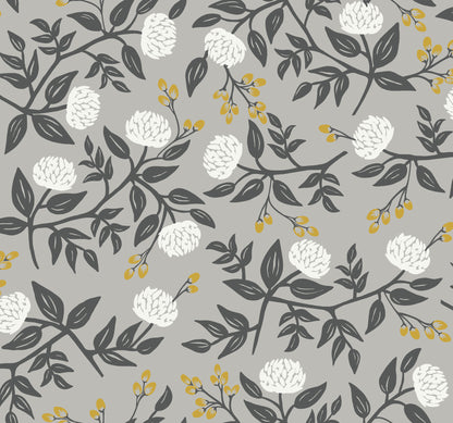 York Wallcoverings Rifle Paper Co. Peonies Grey Wallpaper  Botanical Greys   - RI5152