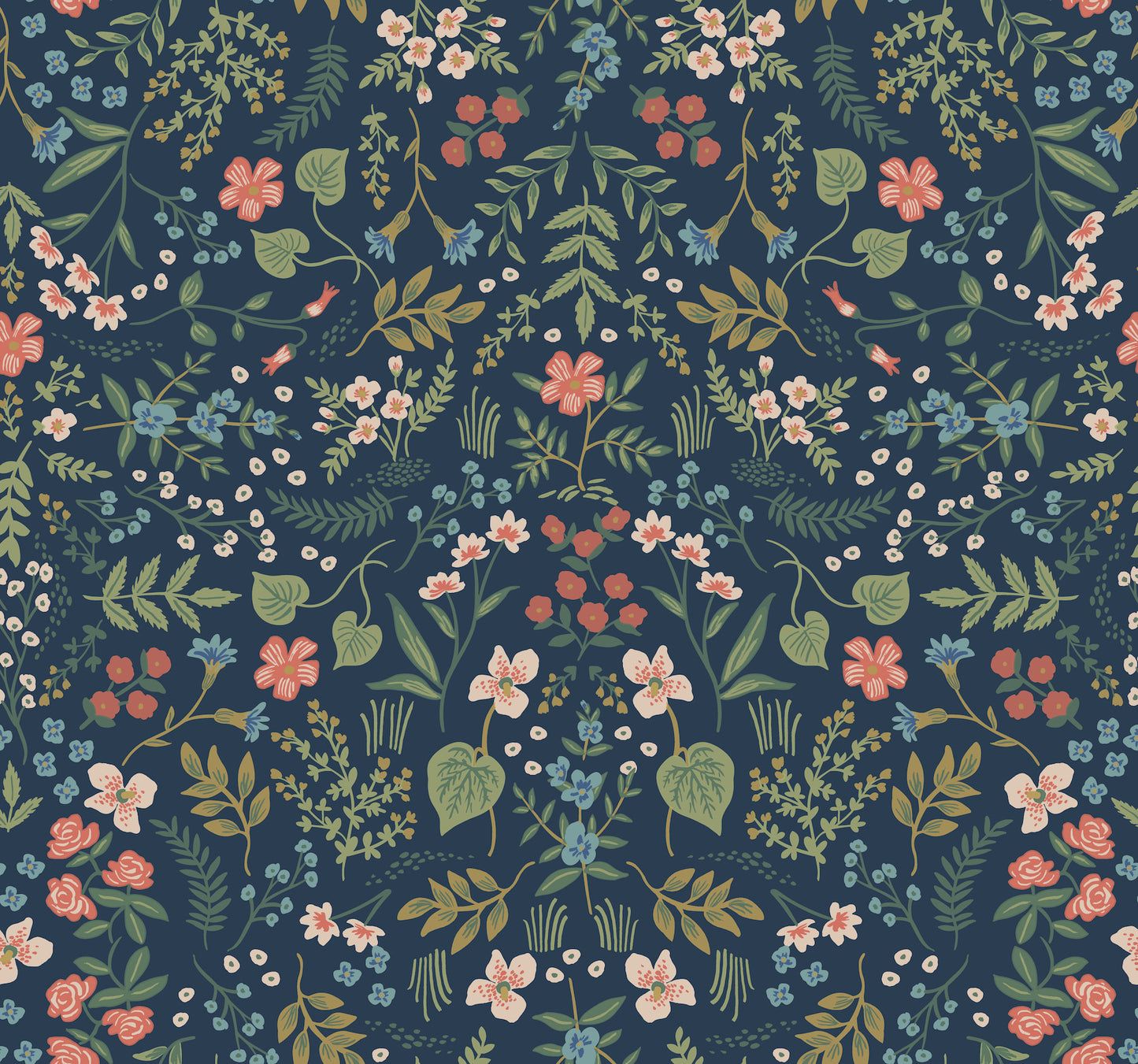 York Wallcoverings Rifle Paper Co. Wildwood Navy Wallpaper  Botanical Blues   - RI5154