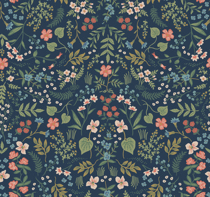 York Wallcoverings Rifle Paper Co. Wildwood Navy Wallpaper  Botanical Blues   - RI5154