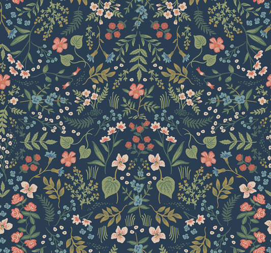 York Wallcoverings Rifle Paper Co. Wildwood Navy Wallpaper  Botanical Blues   - RI5154