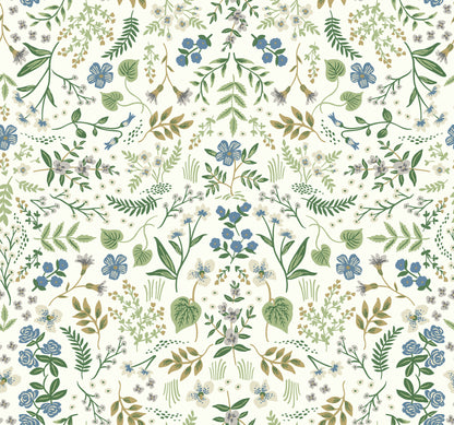 York Wallcoverings York Wallcoverings Rifle Paper Co. Wildwood Blue & Green Wallpaper Botanical Botanical Blue & Green   - RI5155