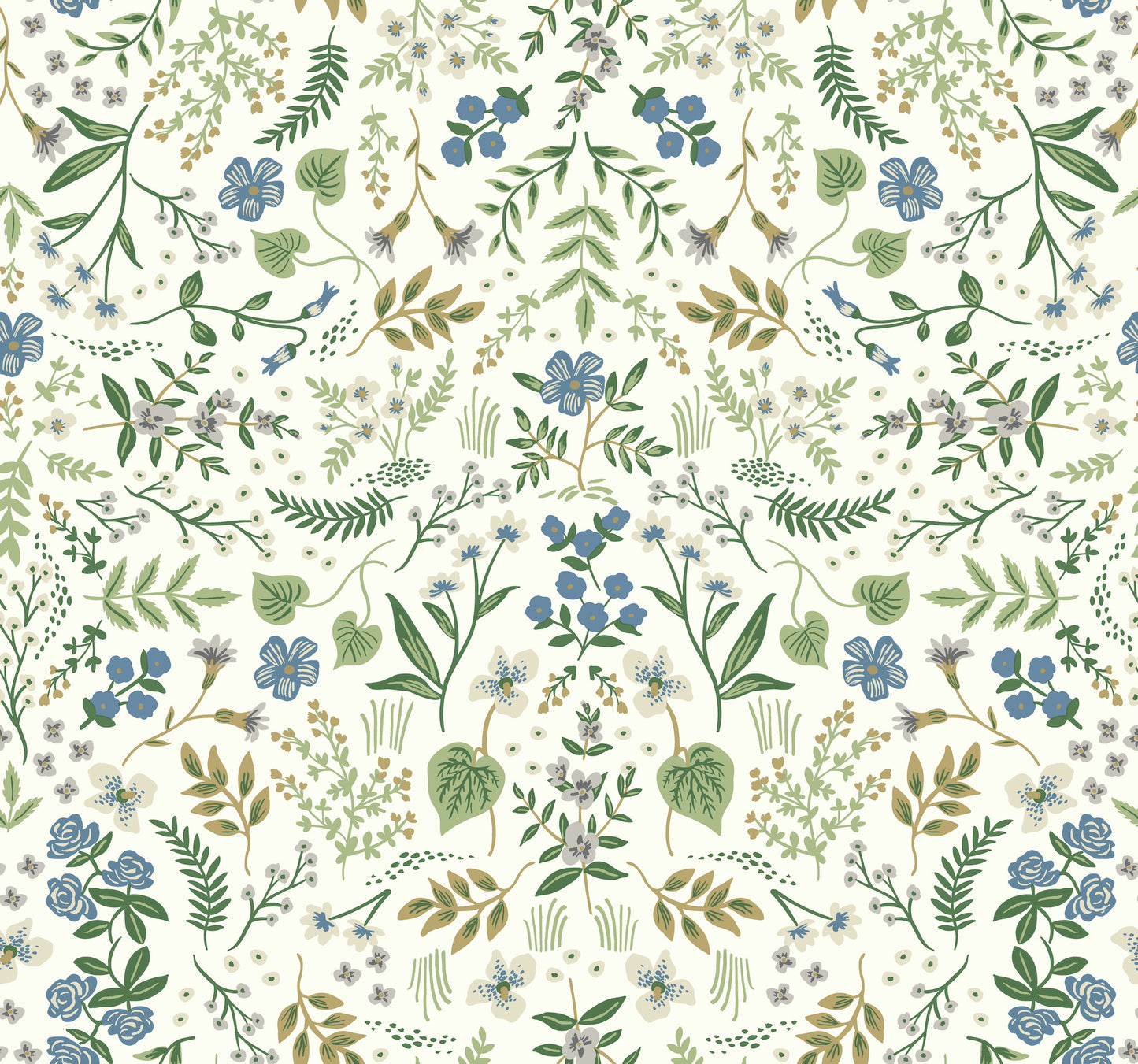 York Wallcoverings Rifle Paper Co. Wildwood Blue and Green Wallpaper  Botanical Blues   - RI5155