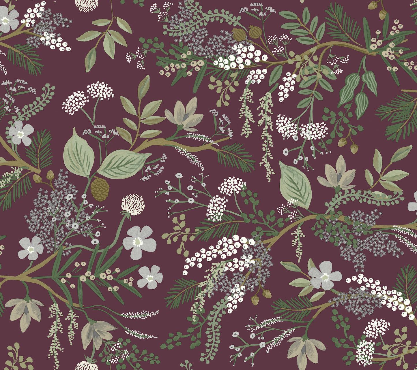 York Wallcoverings Rifle Paper Co. Juniper Forest Burgundy Wallpaper  Botanical Reds   - RI5164