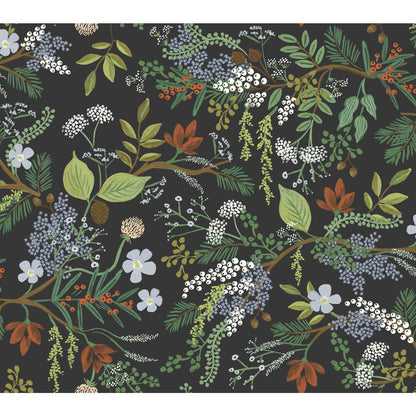 York Wallcoverings Rifle Paper Co. Juniper Forest Black Wallpaper  Botanical Blacks   - RI5166