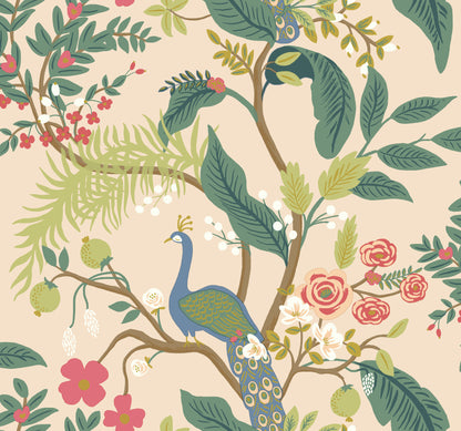 York Wallcoverings Rifle Paper Co. Peacock Light Pink Wallpaper  Animals Pinks   - RI5169