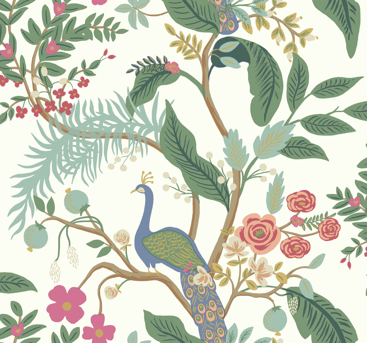 York Wallcoverings Rifle Paper Co. Peacock Periwinkle Wallpaper  Animals Purples   - RI5174