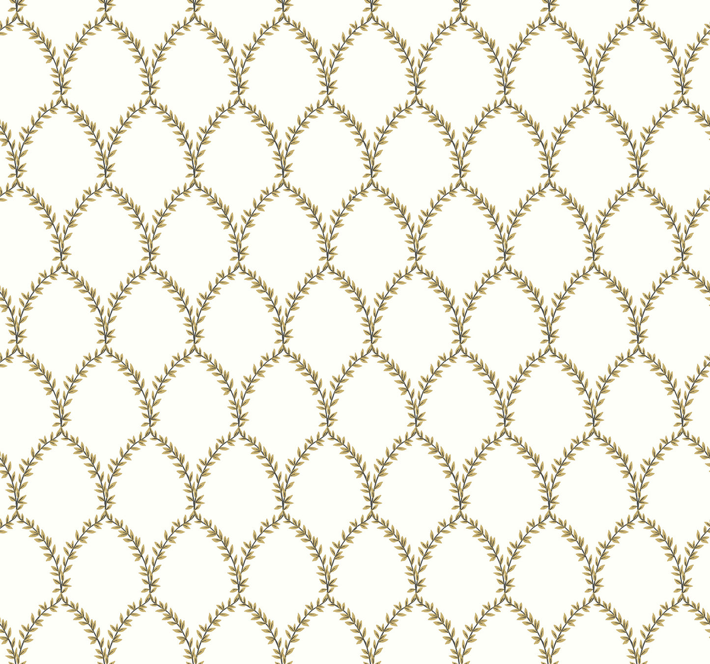York Wallcoverings Rifle Paper Co. Laurel Gold and White Wallpaper  Botanical Whites and Off-Whites   - RI5176