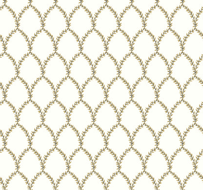 York Wallcoverings Rifle Paper Co. Laurel Gold and White Wallpaper  Botanical Whites and Off-Whites   - RI5176