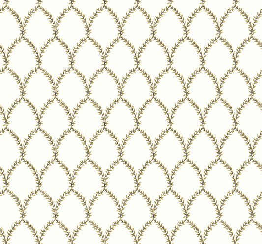 York Wallcoverings Rifle Paper Co. Laurel Gold and White Wallpaper  Botanical Whites and Off-Whites   - RI5176