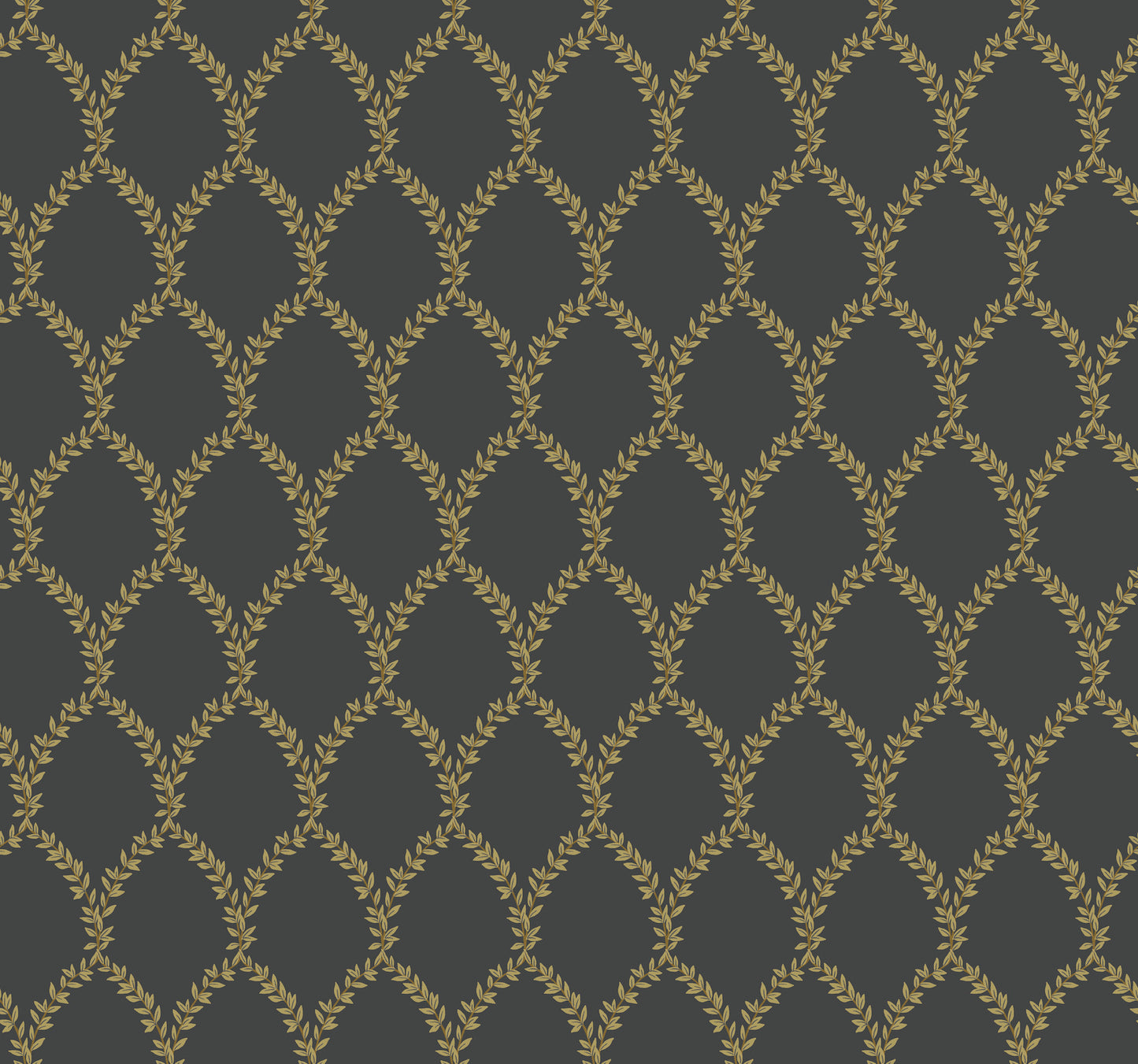 York Wallcoverings Rifle Paper Co. Laurel Gold and Black Wallpaper  Botanical Blacks   - RI5177