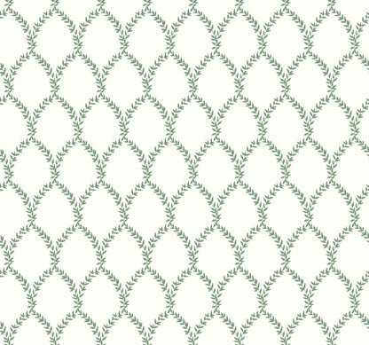 York Wallcoverings York Wallcoverings Rifle Paper Co. Laurel Green & White Wallpaper Botanical Botanical Green & White   - RI5178