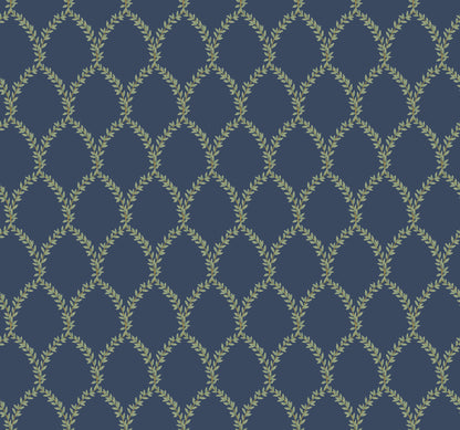 York Wallcoverings York Wallcoverings Rifle Paper Co. Laurel Navy Wallpaper Botanical Botanical Navy   - RI5179