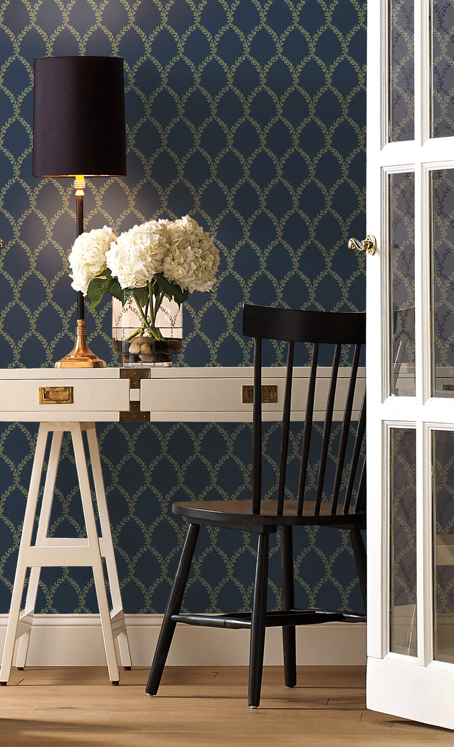 York Wallcoverings York Wallcoverings Rifle Paper Co. Laurel Navy Wallpaper Botanical Botanical Navy   - RI5179