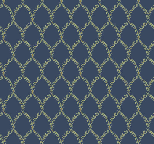 York Wallcoverings Grasscloth II Laurel Navy Wallpaper  Botanical Blues   - RI5179