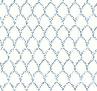 York Wallcoverings Rifle Paper Co. Laurel Blue and White Wallpaper  Botanical Blues   - RI5180