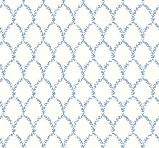 York Wallcoverings Rifle Paper Co. Laurel Blue and White Wallpaper  Botanical Blues   - RI5180
