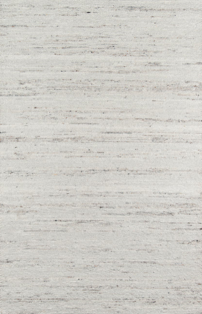 Ivory-gray woven rug with subtle horizontal texture; modern, neutral decor.