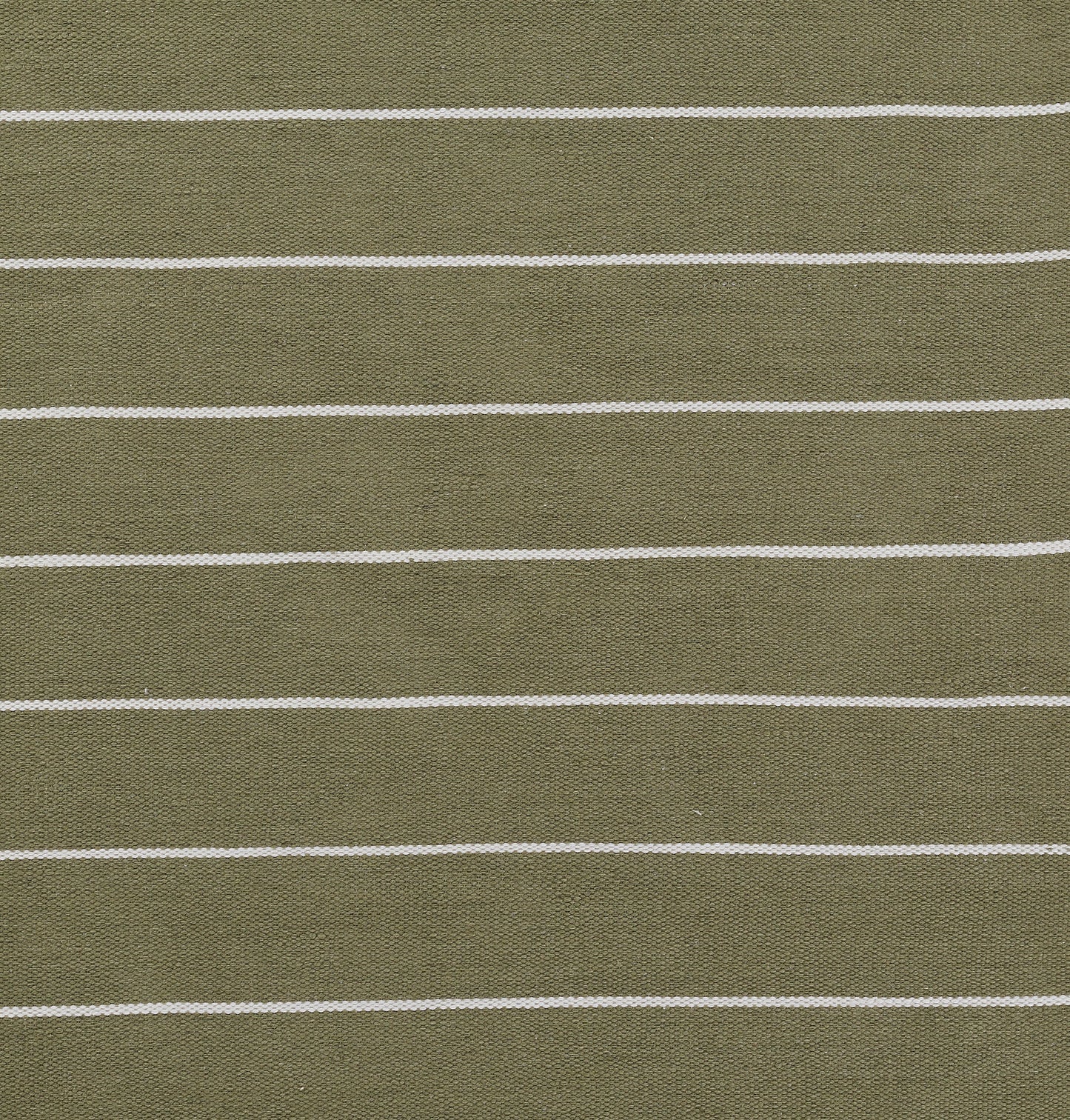 Olive-green knit fabric with thin white horizontal stripes; casual striped textile.