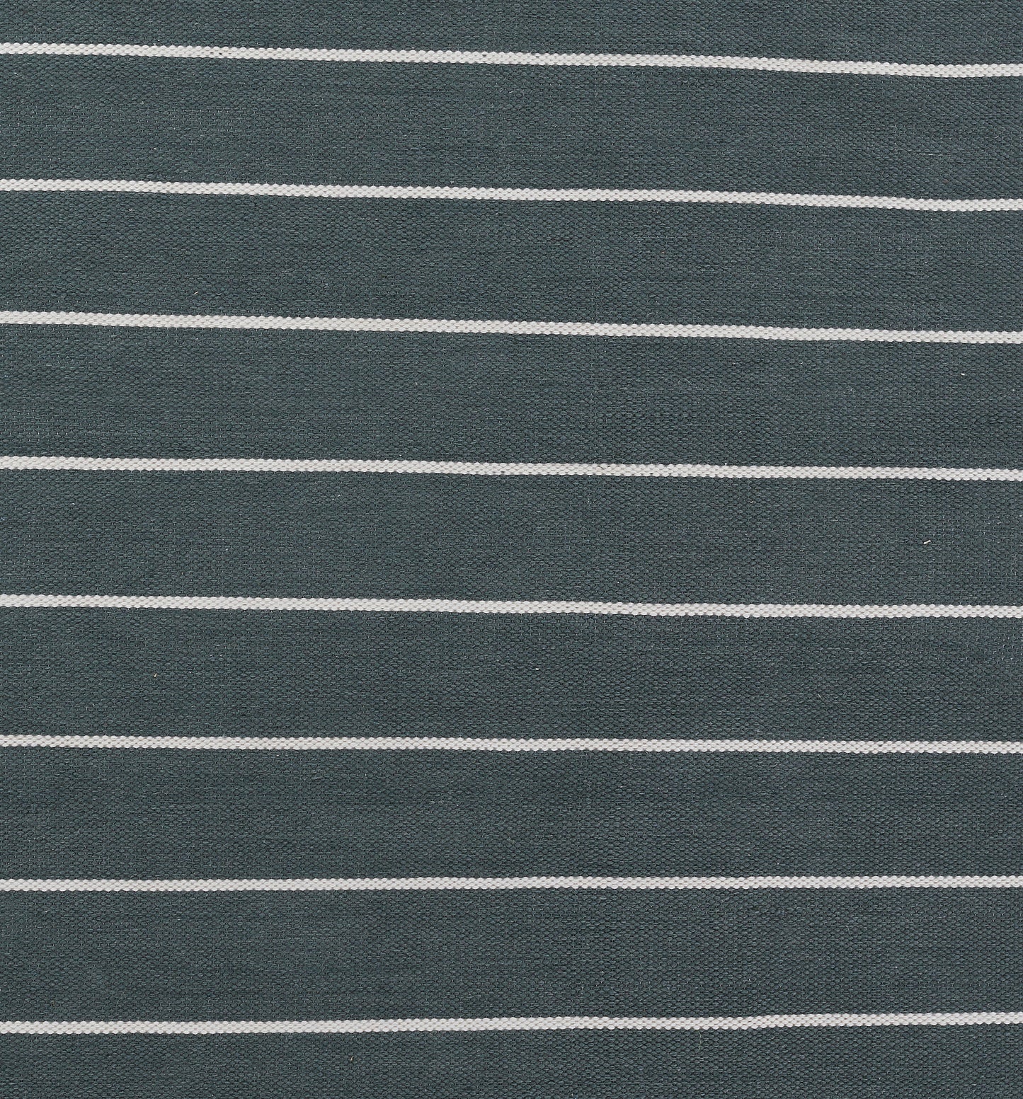 Navy blue knit fabric with thin white horizontal stripes; casual striped jersey material.
