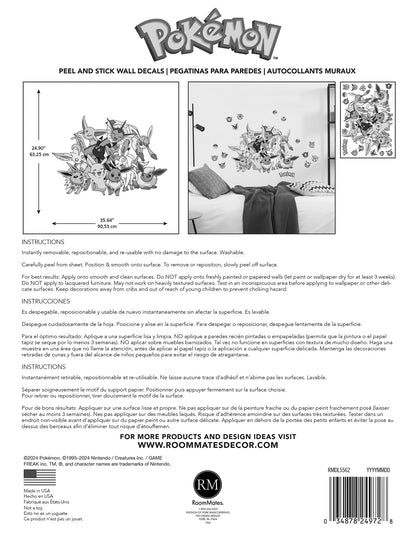 York Wallcoverings RoomMates Pok??mon Eevee Evolutions Wall Decals Kids Graphics Blues  Wallpaper - RMDL5562