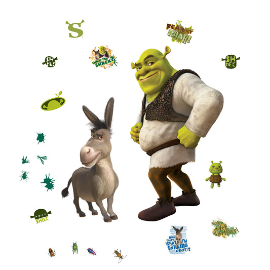 York Wallcoverings RoomMates Shrek and Donkey Wall Decals Graphics Kids Green  Current Peel & Stick - RMDM5561
