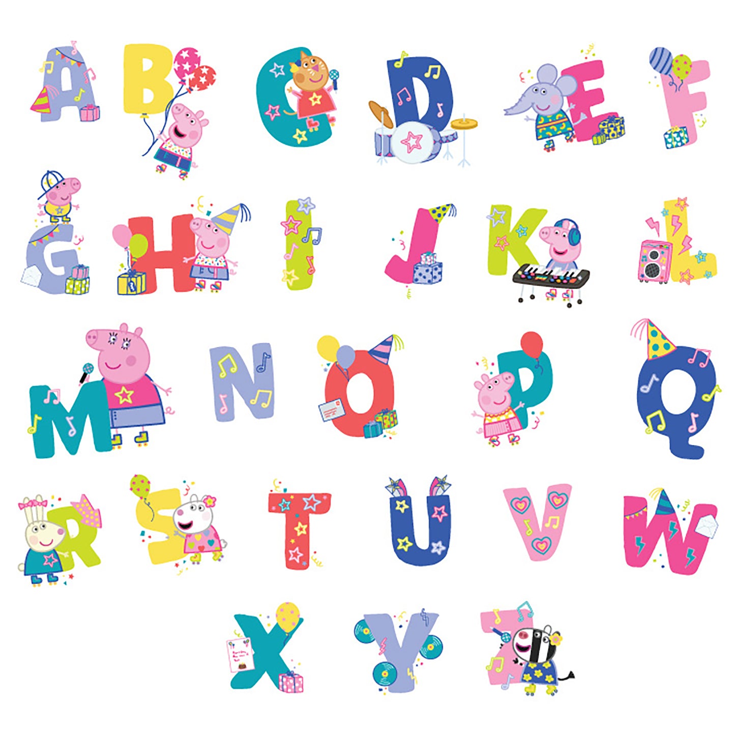 York Wallcoverings RoomMates Peppa Pig Wall Decals Alphabet & Numbers Kids Pink  Current Peel & Stick - RMDM5570