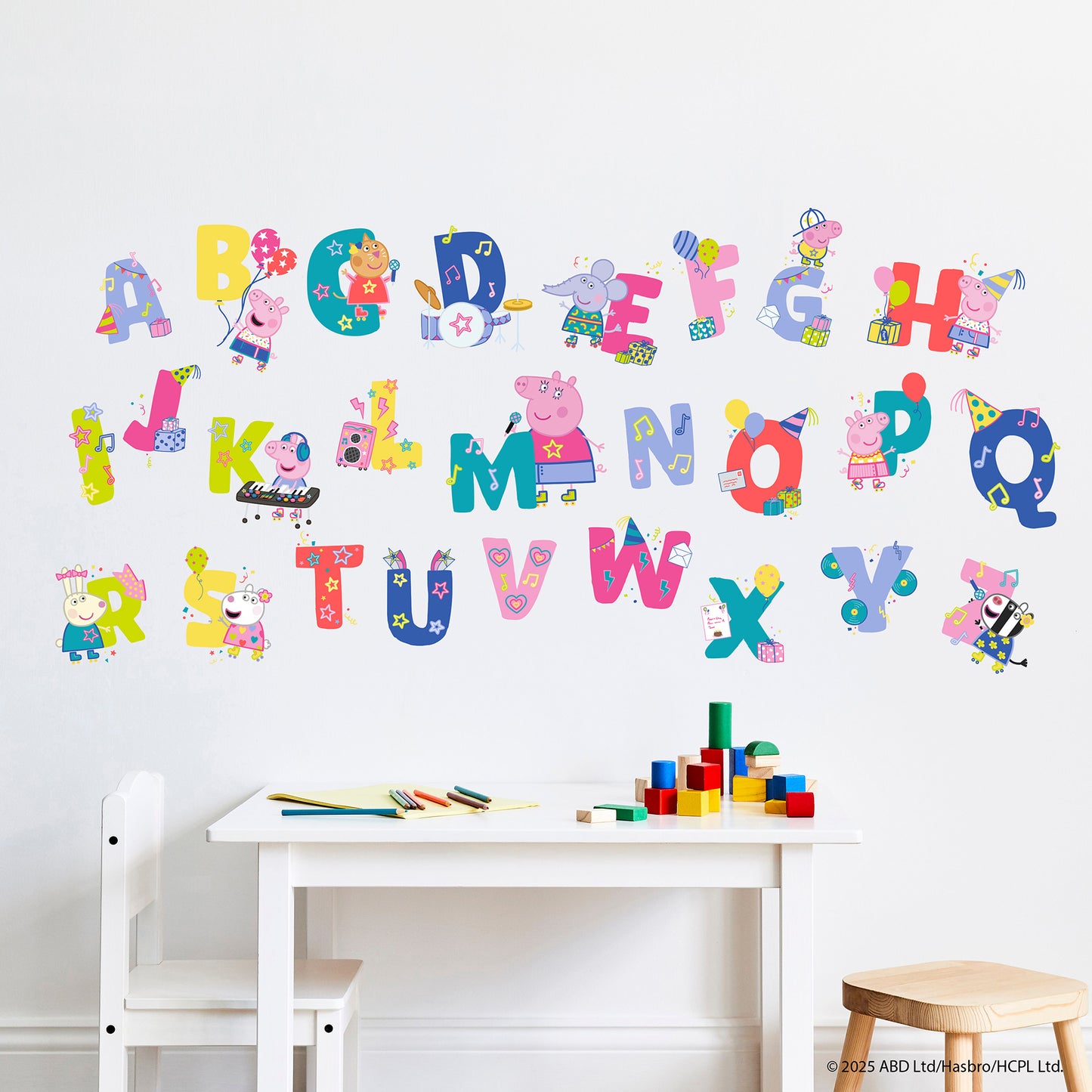 York Wallcoverings RoomMates Peppa Pig Wall Decals Alphabet & Numbers Kids Pink  Current Peel & Stick - RMDM5570