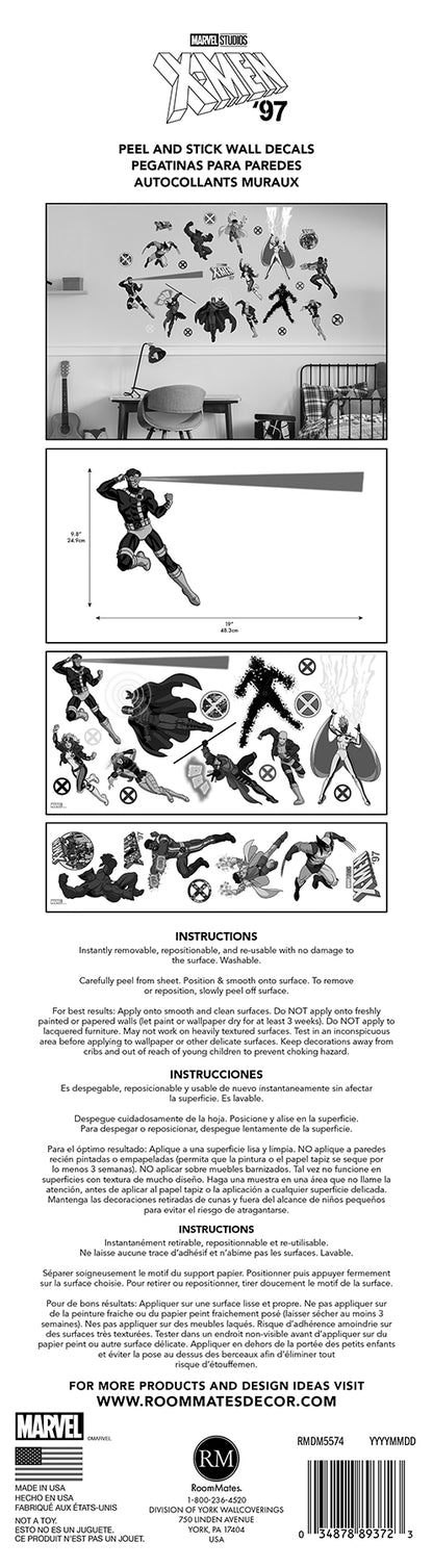 York Wallcoverings RoomMates Marvel's X-MEN '97 Characters Peel and Stick  Wall Decals Graphics Kids Black  Current Peel & Stick - RMDM5574
