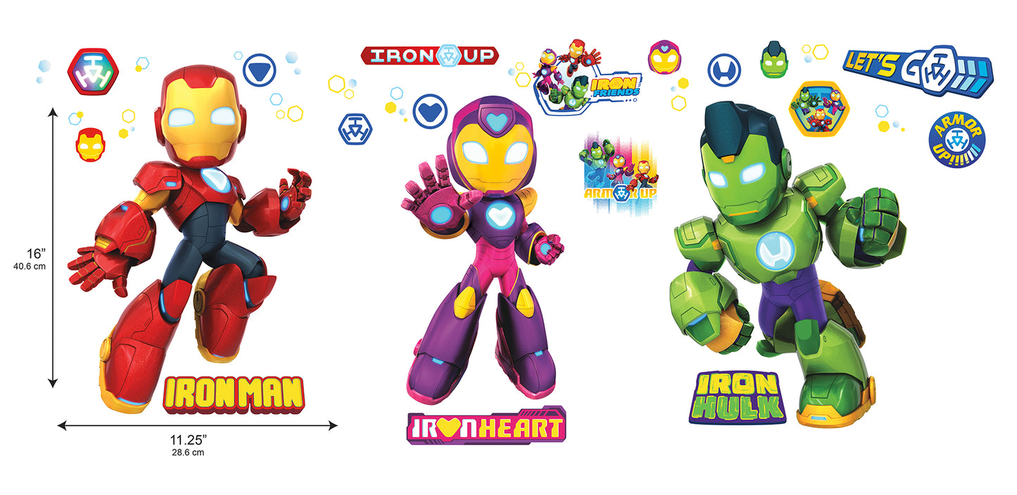 York Wallcoverings RoomMates Iron Man and His Awesome Friends Wall Decals Graphics Kids Red  Current Peel & Stick - RMDM5575