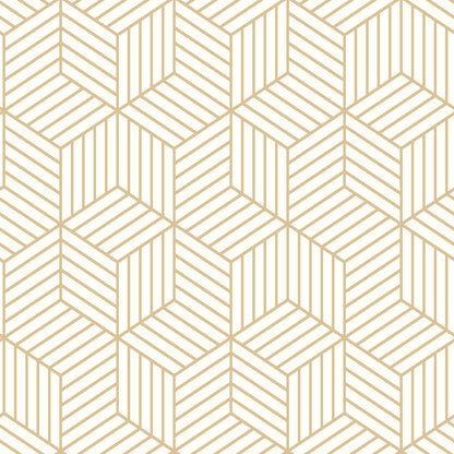 York Wallcoverings RoomMates Stripped Hexagon White Peel and Stick Wallpaper Modern Global Yellows  Wallpaper - RMK10704WP