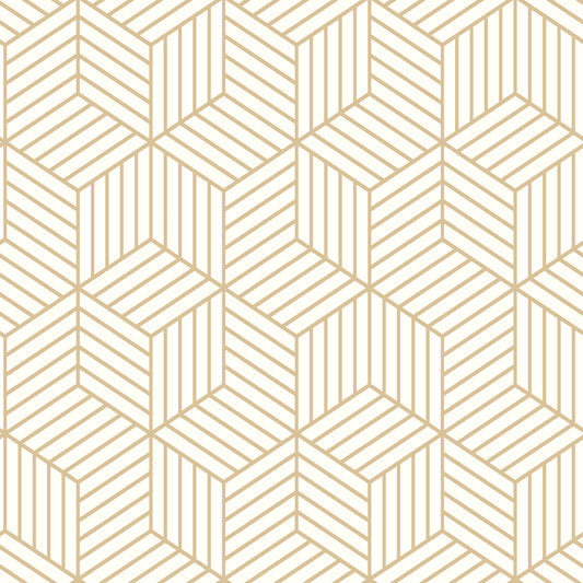 York Wallcoverings RoomMates Stripped Hexagon White Peel and Stick Wallpaper Modern Global Yellows  Wallpaper - RMK10704WP