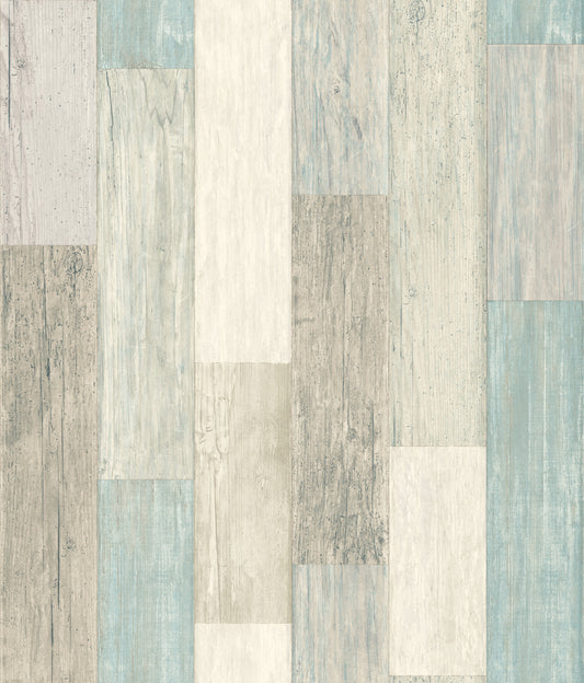 York Wallcoverings RoomMates Coastal Weathered Plank Blue Peel and Stick Wallpaper Coastal Beach Blues  Wallpaper - RMK10840WP