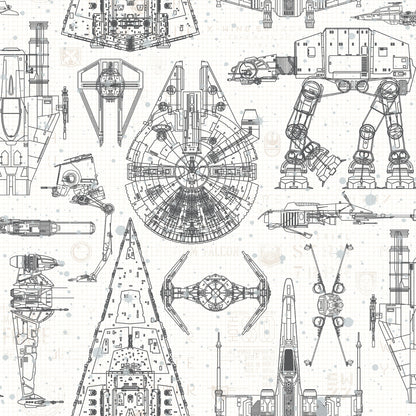 York Wallcoverings RoomMates Star Wars Blueprint Blue Peel and Stick Wallpaper Whimsical Licensed Blues  Wallpaper - RMK11036WP