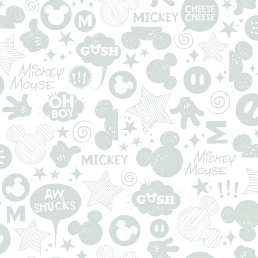 York Wallcoverings RoomMates Mickey Mouse Icons Silver Peel and Stick Wallpaper Kids Licensed Metallics  Wallpaper - RMK11152WP