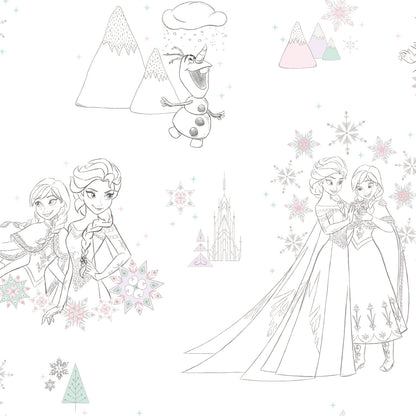 York Wallcoverings RoomMates Disney Frozen Pink Peel and Stick Wallpaper Kids Licensed Multicolor  Wallpaper - RMK11169RL