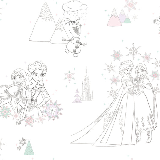 York Wallcoverings RoomMates Disney Frozen Pink Peel and Stick Wallpaper Kids Licensed Multicolor  Wallpaper - RMK11169RL