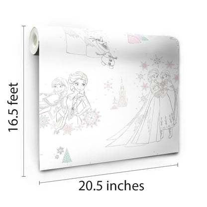 York Wallcoverings RoomMates Disney Frozen Pink Peel and Stick Wallpaper Kids Licensed Multicolor  Wallpaper - RMK11169RL