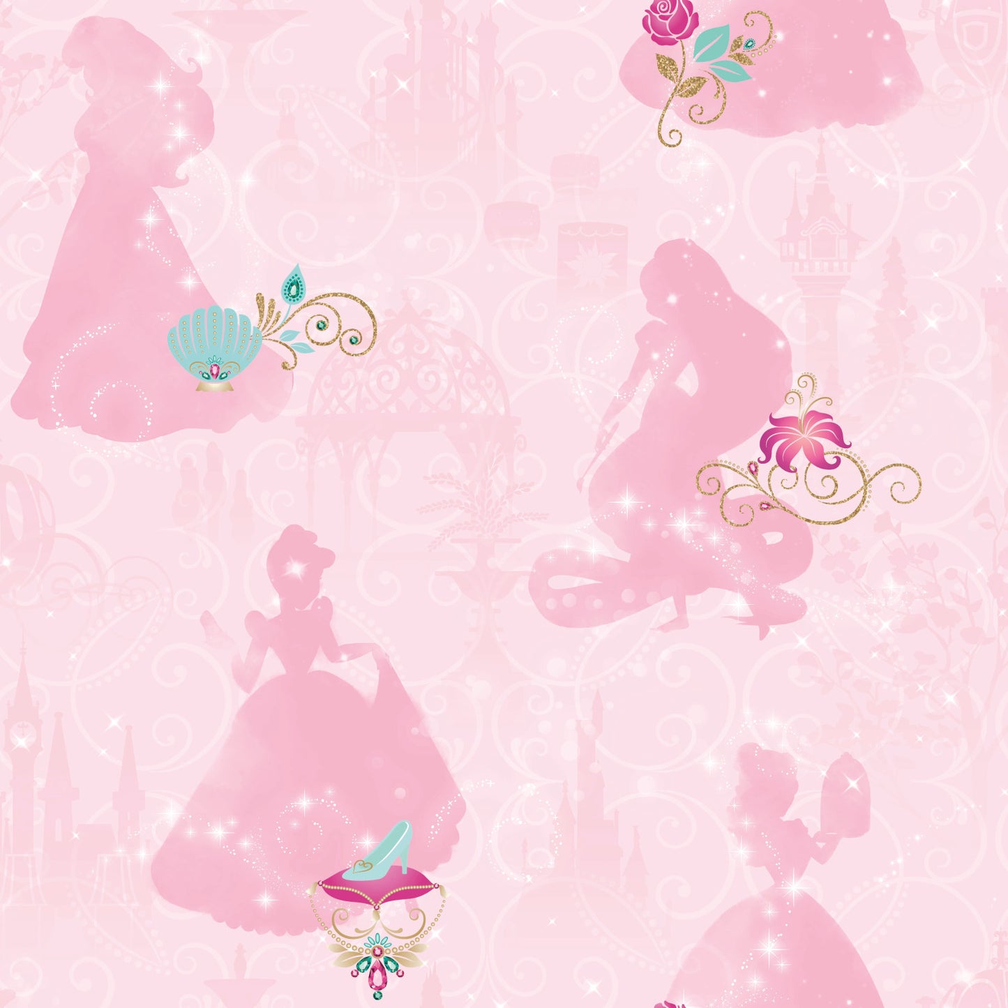 York Wallcoverings RoomMates Disney Princess Pink Peel and Stick Wallpaper Whimsical Licensed Pinks  Wallpaper - RMK11170RL